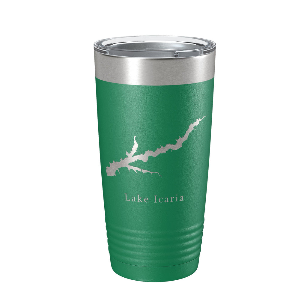 Lake Icaria Map Tumbler Travel Mug Insulated Laser Engraved Coffee Cup Iowa 20 oz