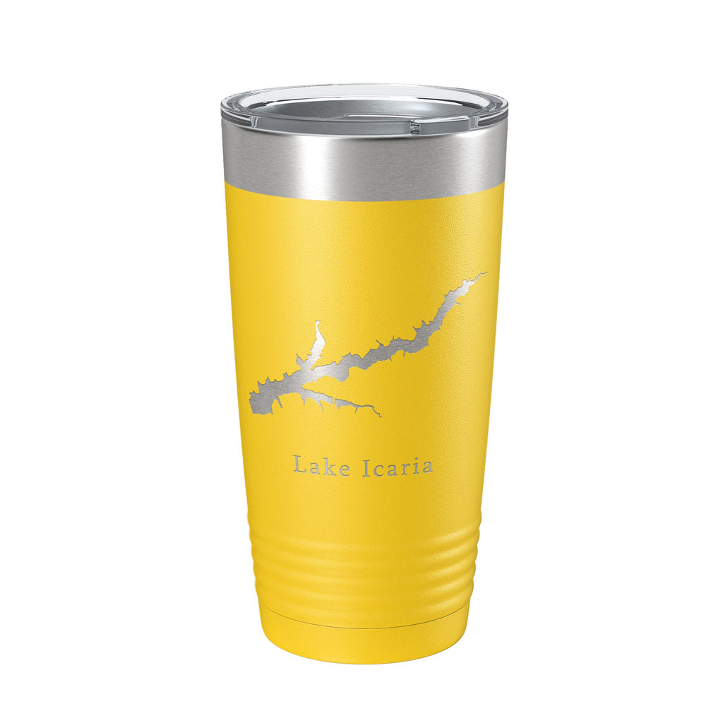 Lake Icaria Map Tumbler Travel Mug Insulated Laser Engraved Coffee Cup Iowa 20 oz