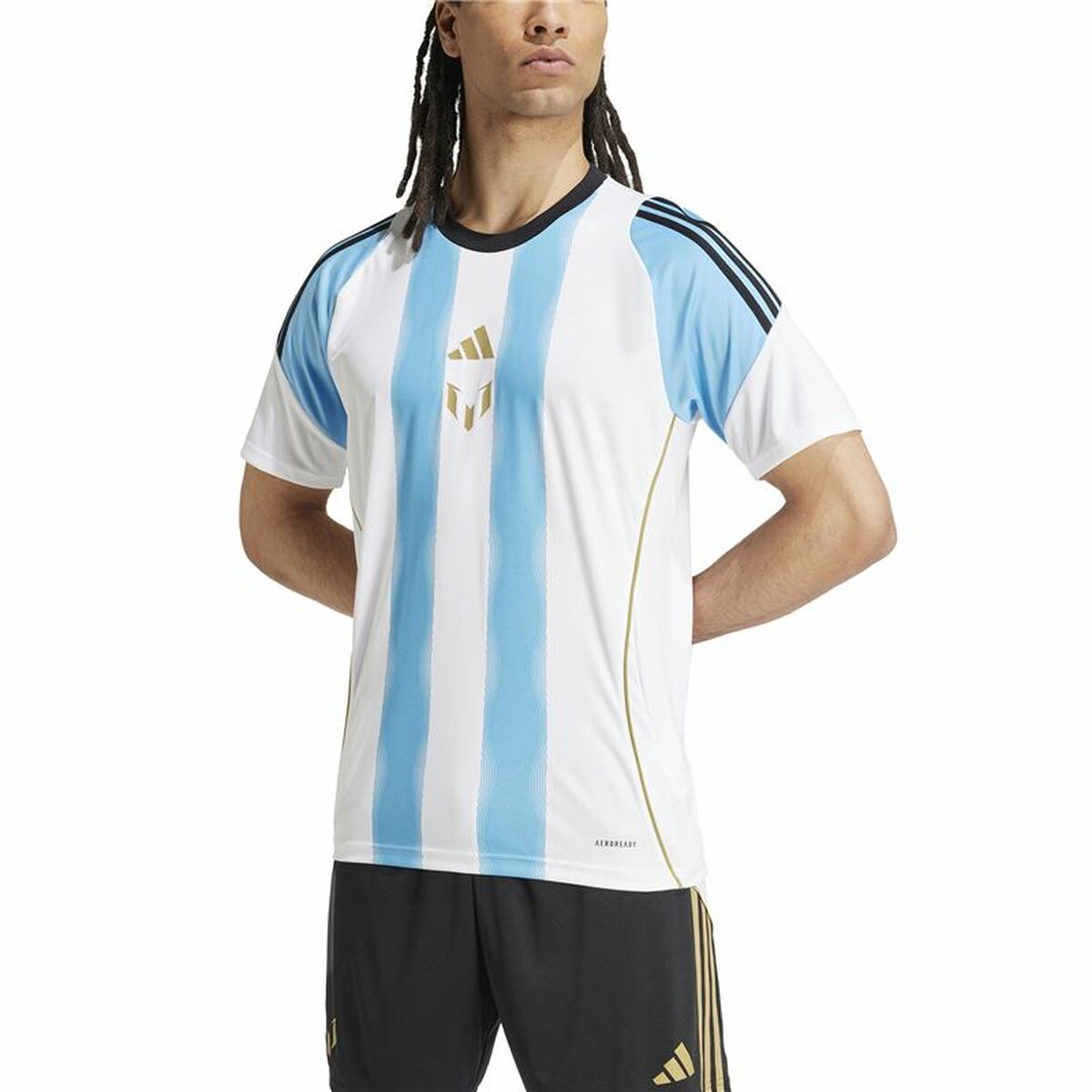 Football T-Shirt Adidas Messi Training Jersey White Blue