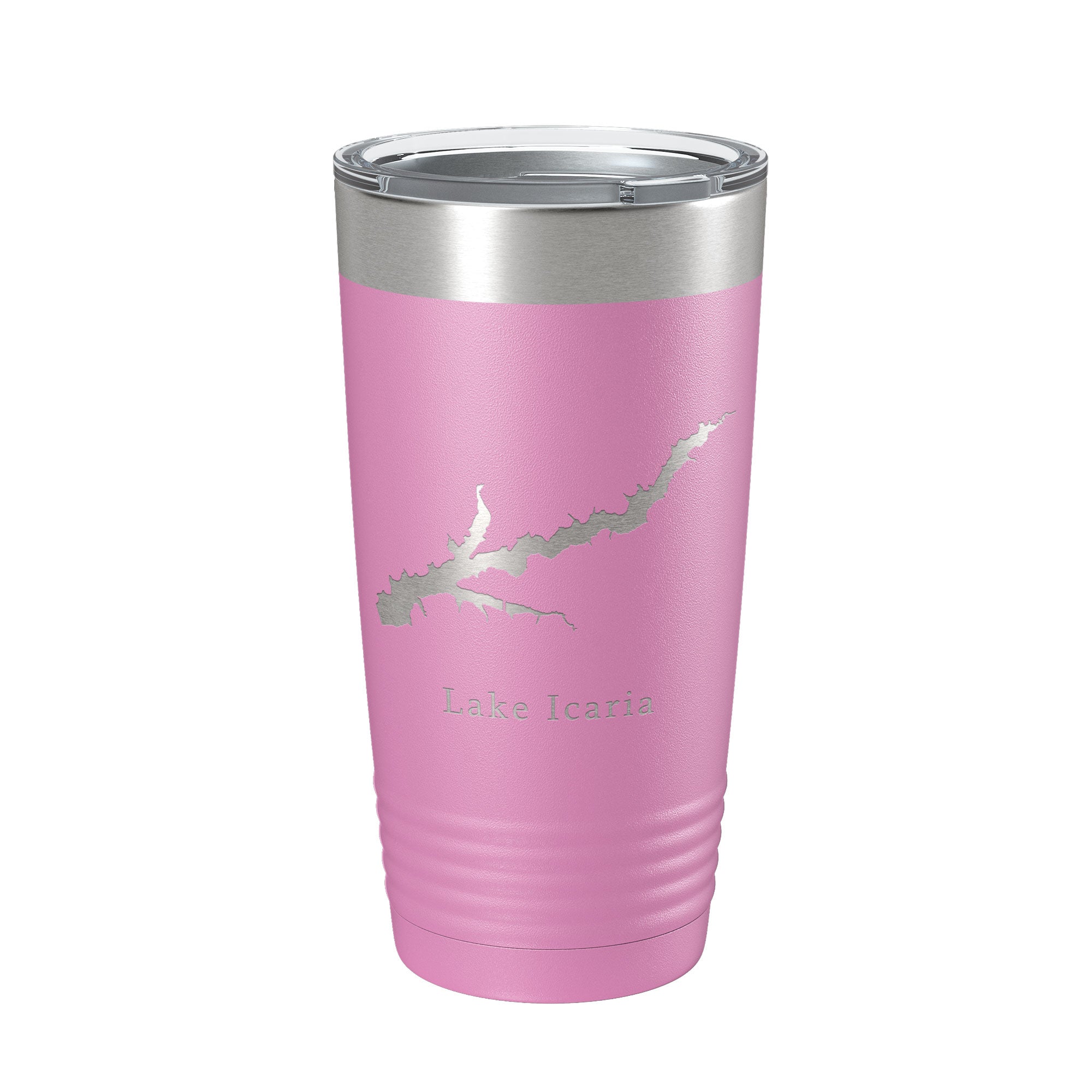 Lake Icaria Map Tumbler Travel Mug Insulated Laser Engraved Coffee Cup Iowa 20 oz