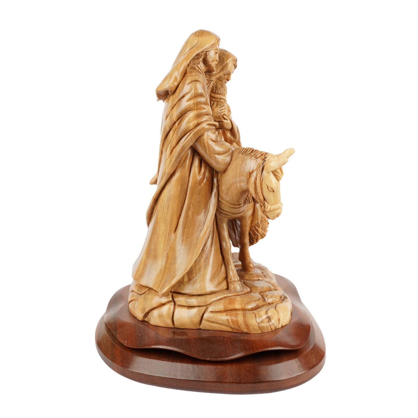 Flight into Egypt – Hand-carved olive wood sculpture from Bethlehem (30 cm)