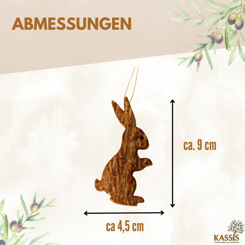 Easter decoration pendant, Easter bunny made of olive wood with bark