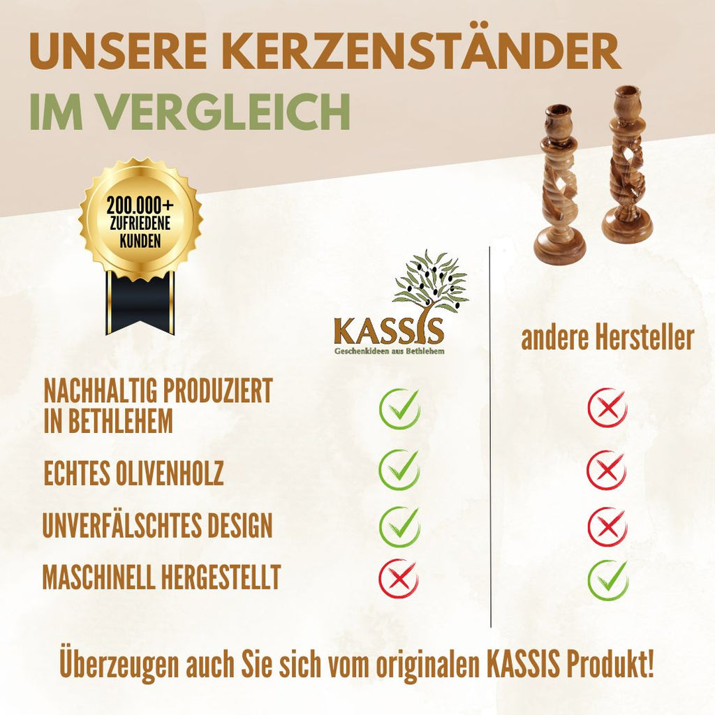 Olivenholz Kerzenständer modern 15,50 cm