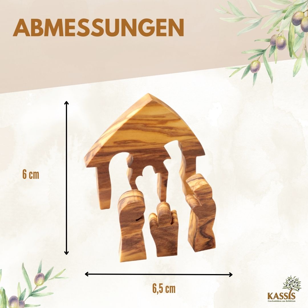 Christmas decoration Nativity scene puzzle without bark, made of olive wood
