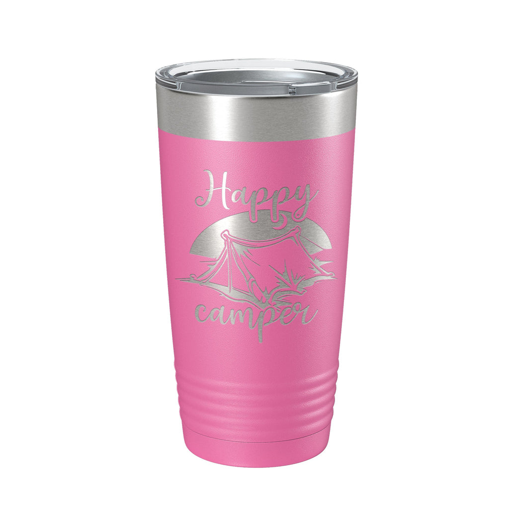 Happy Camper Tumbler Travel Mug Gift Insulated Laser Engraved Coffee Cup 20 oz