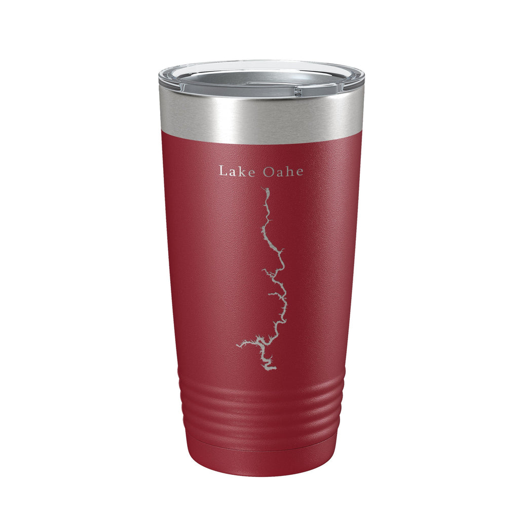 Lake Oahe Map Tumbler Travel Mug Insulated Laser Engraved Coffee Cup North Dakota 20 oz