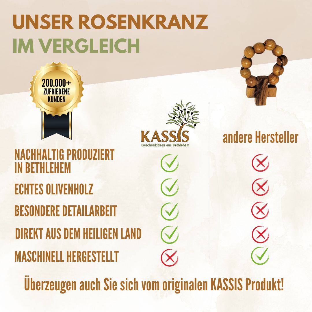 Olivenholz Fingerrosenkranz aus Bethlehem