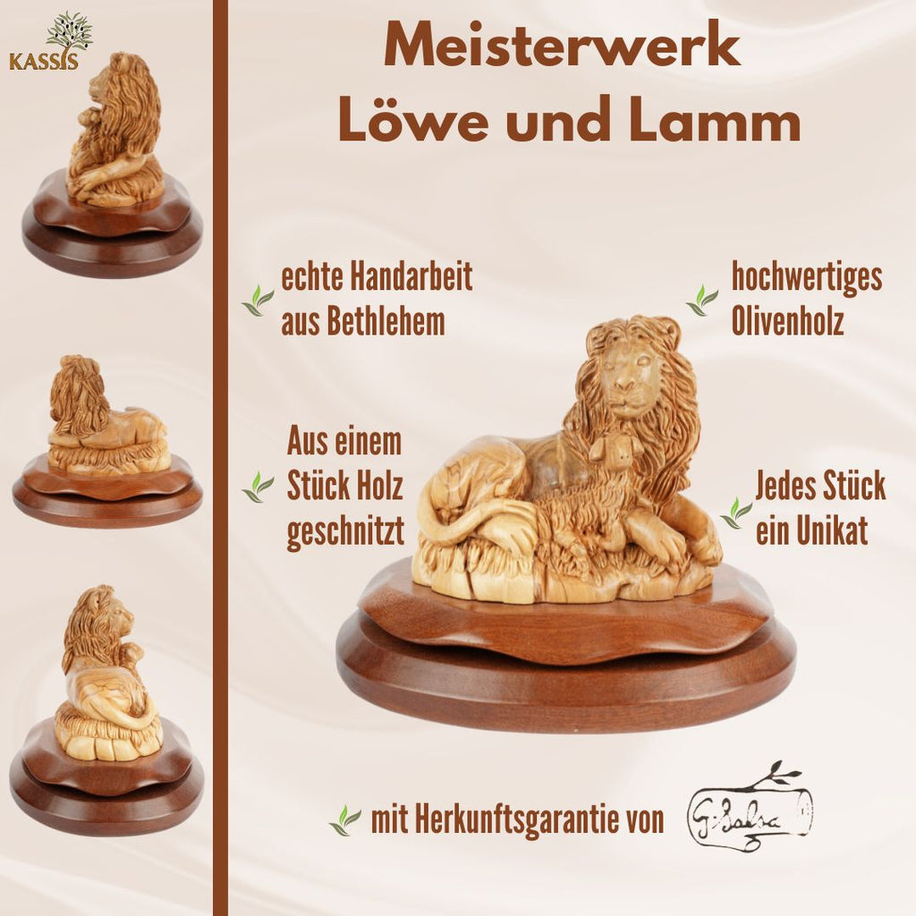 Lion and Lamb – Symbol of Peace made of olive wood (20 cm)