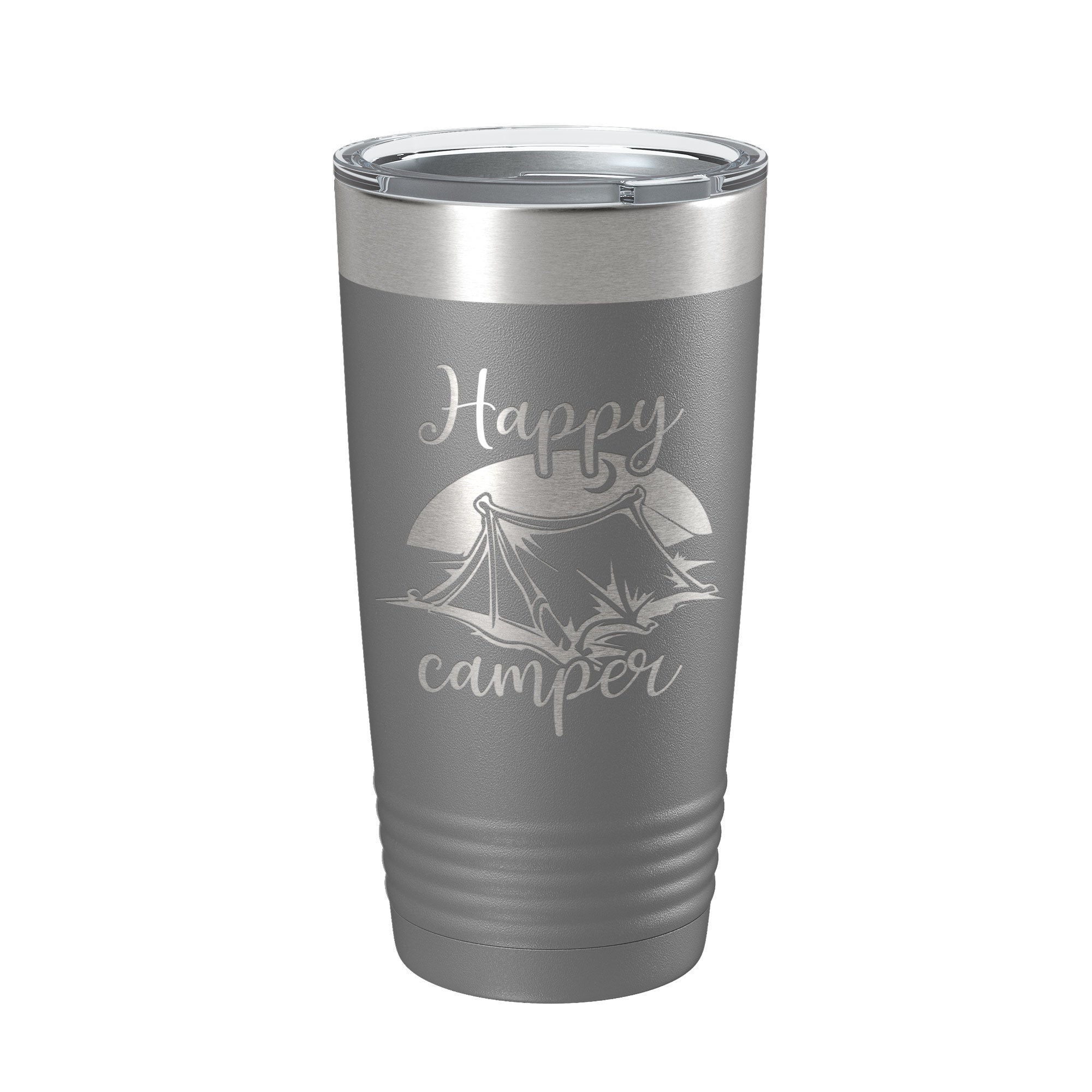 Happy Camper Tumbler Travel Mug Gift Insulated Laser Engraved Coffee Cup 20 oz