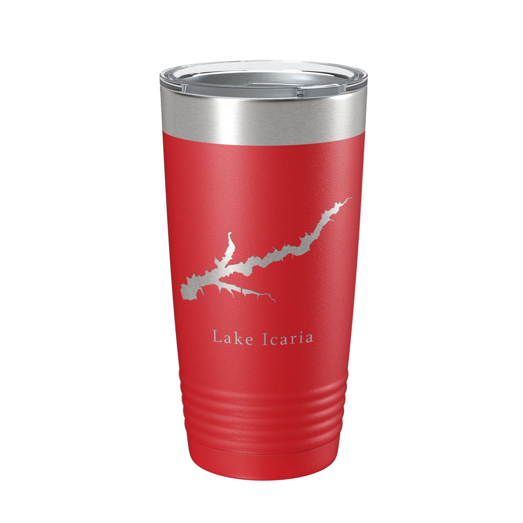 Lake Icaria Map Tumbler Travel Mug Insulated Laser Engraved Coffee Cup Iowa 20 oz
