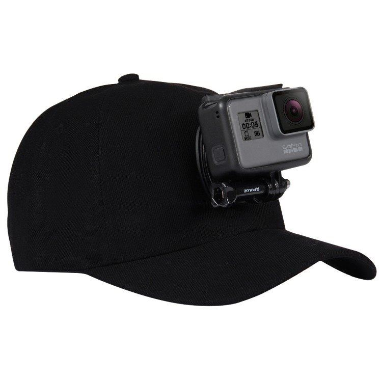 Sapca cu sistem de prindere camera sport, Puluz, marime universala, neagra (PU195)