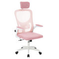 TIMELESS Scaun de birou ergonomic cu suport lombar și tetieră, roz (HOP1001787-4)