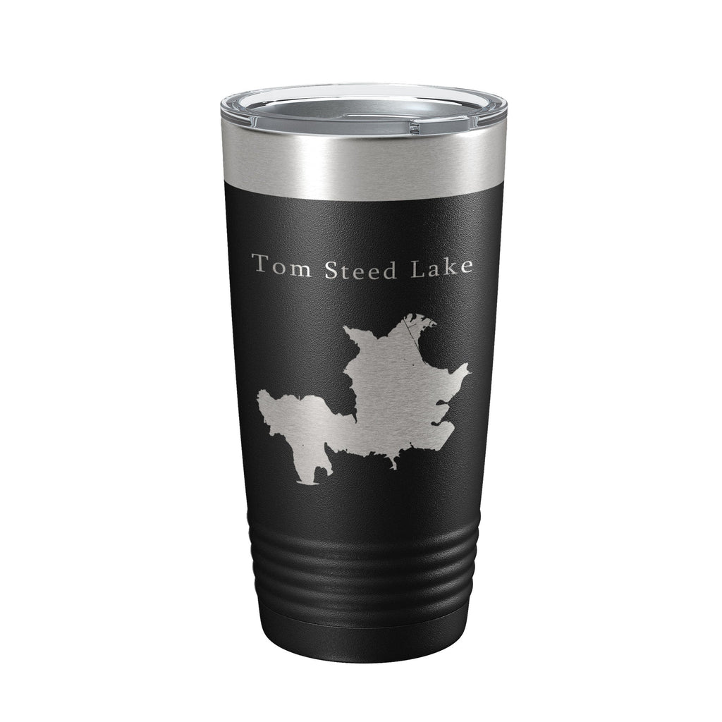 Tom Steed Lake Map Tumbler Travel Mug Insulated Laser Engraved Coffee Cup Oklahoma 20 oz