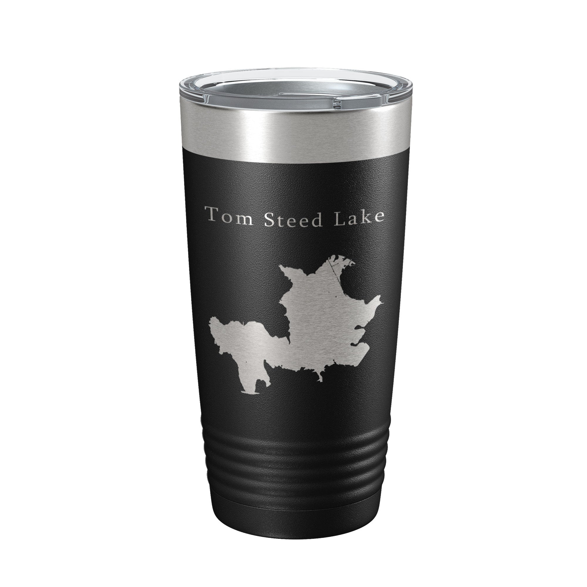 Tom Steed Lake Map Tumbler Travel Mug Insulated Laser Engraved Coffee Cup Oklahoma 20 oz