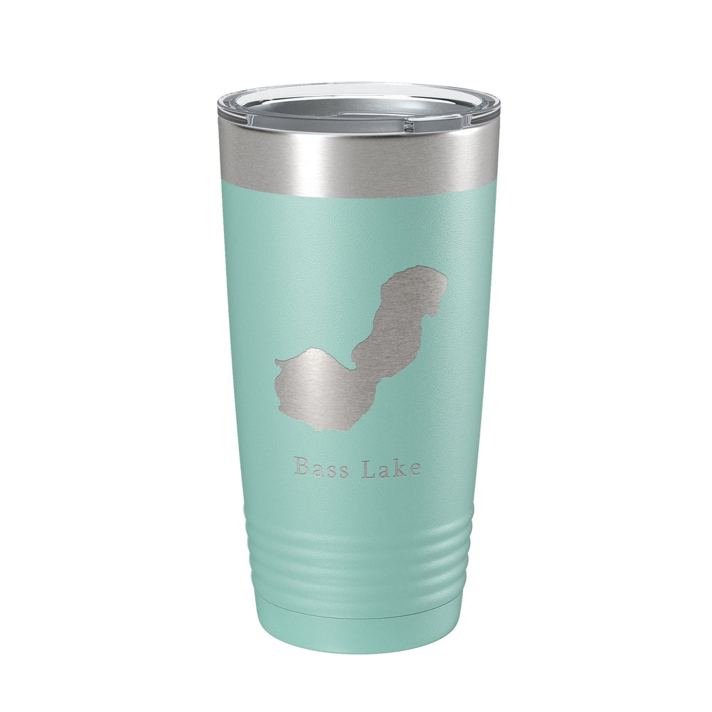 Bass Lake Map Tumbler Travel Mug Insulated Laser Engraved Coffee Cup Indiana 20 oz