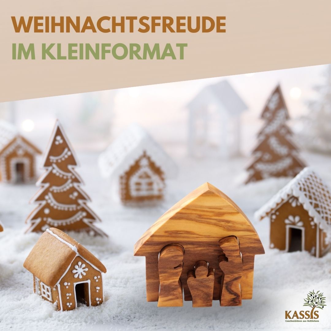 Christmas decoration Nativity scene puzzle without bark, made of olive wood