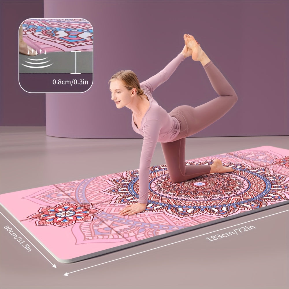 Foldable TPE Yoga Mat Pink Non-Slip