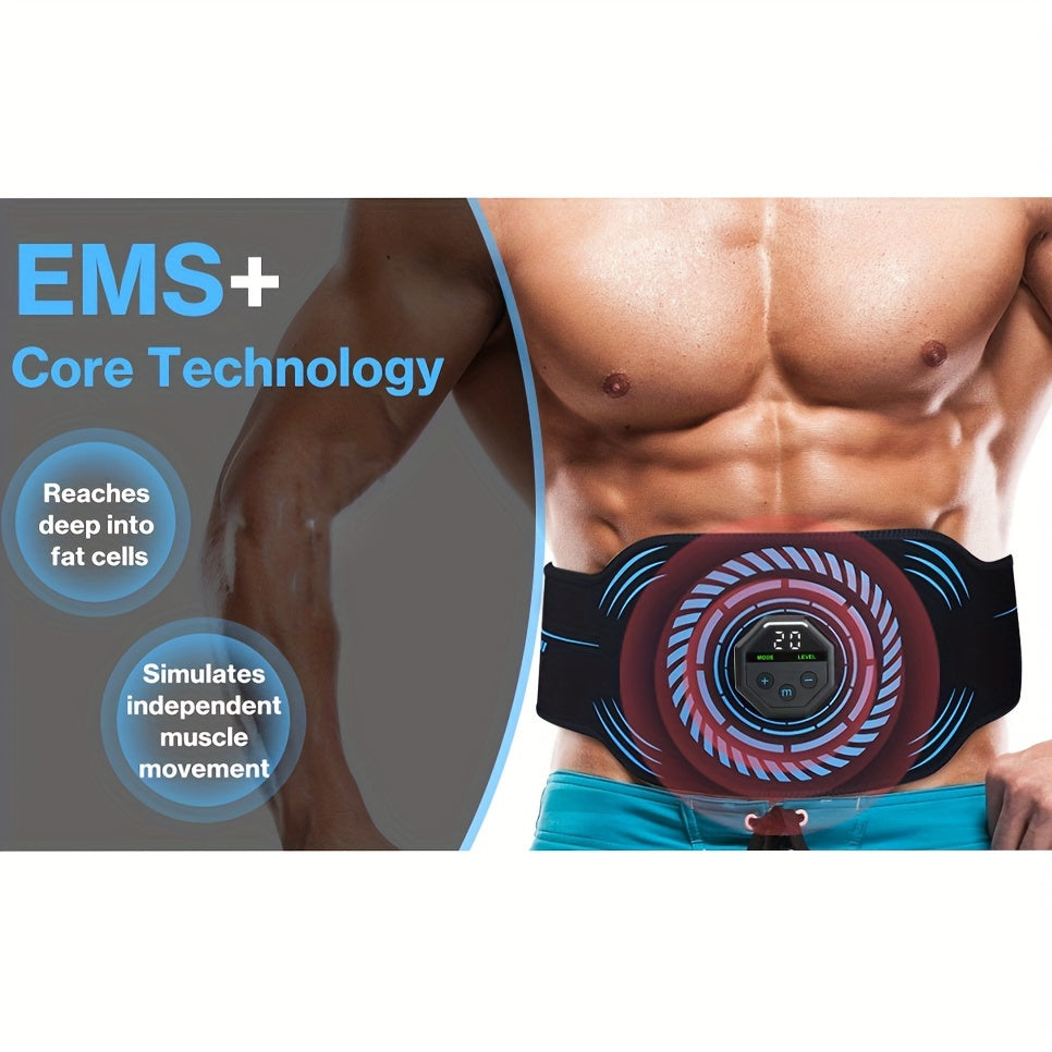 USB Rechargeable Ab Massage Belt – 6 Modes(Black)