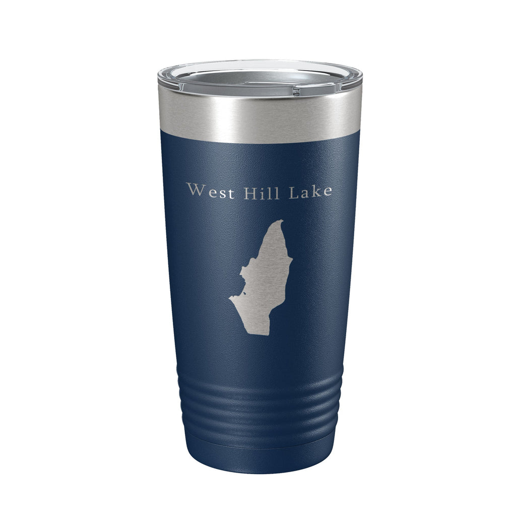 West Hill Lake Pond Map Tumbler Travel Mug Insulated Laser Engraved Coffee Cup Connecticut 20 oz