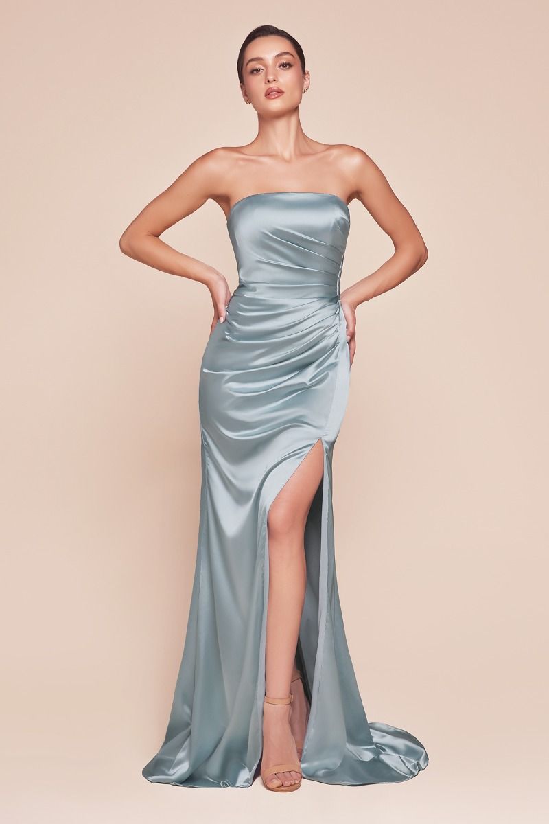 STRAPLESS SATIN DRESS & SASH CD7451