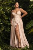 SWEETHEART NECKLINE SOFT SATIN A-LINE CURVY FIT CD7485C