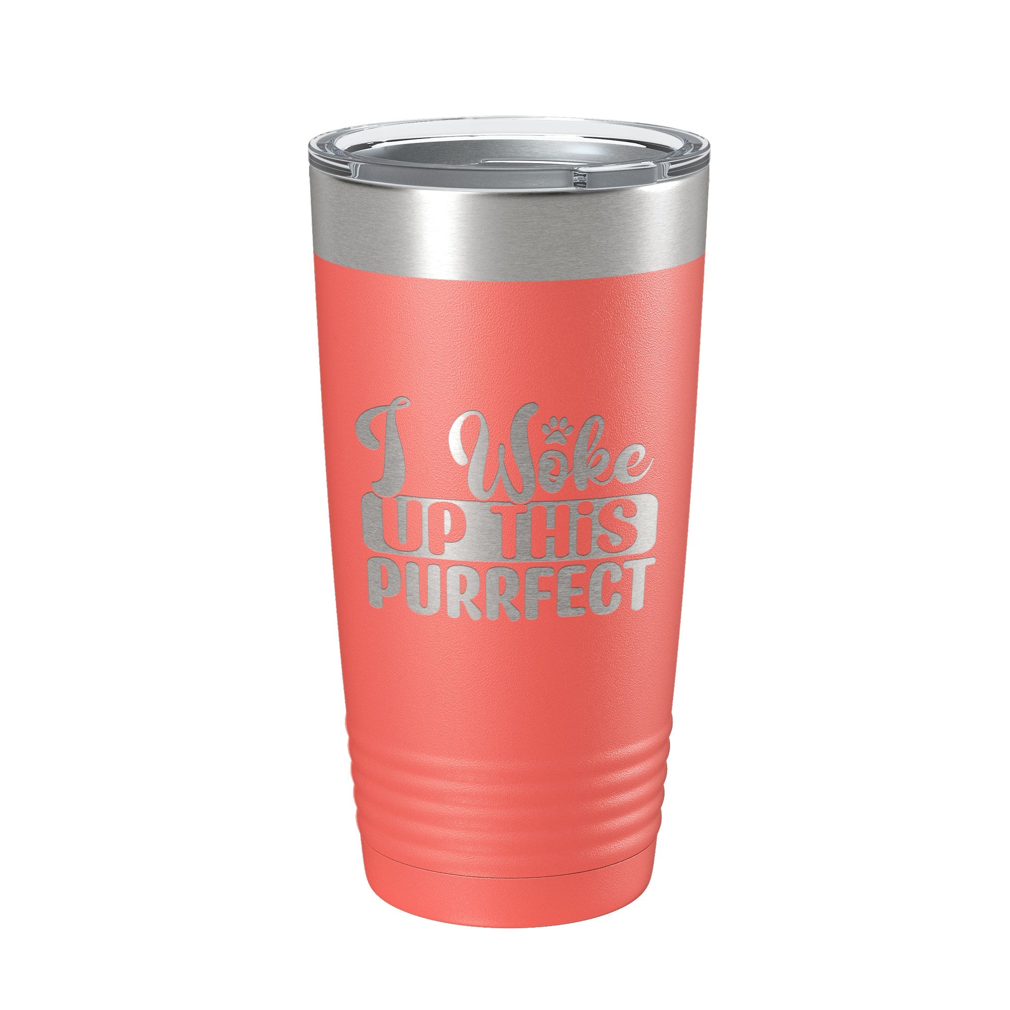 I Woke Up This Purrfect Tumbler Travel Mug Funny Cat Lover Gift Insulated Laser Engraved Coffee Cup 20 oz