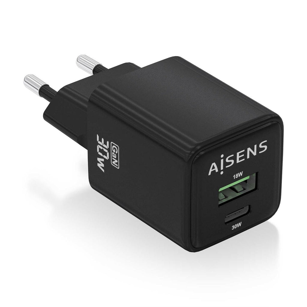 Wall Charger Aisens ASCH-30W2P038-BK Black Multicolour 33 W