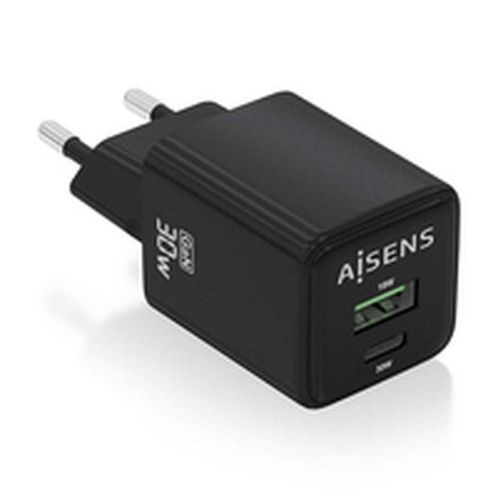 Wall Charger Aisens ASCH-30W2P038-BK Black Multicolour 33 W