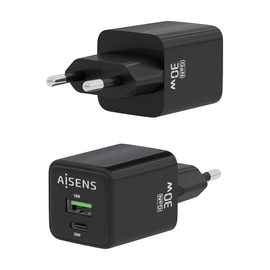 Wall Charger Aisens ASCH-30W2P038-BK Black Multicolour 33 W