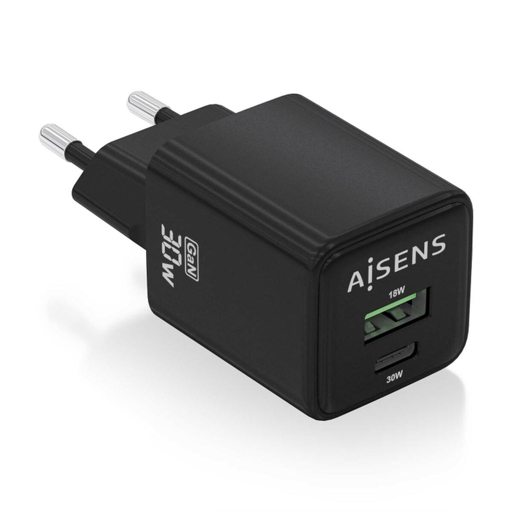 Wall Charger Aisens ASCH-30W2P038-BK Black Multicolour 33 W