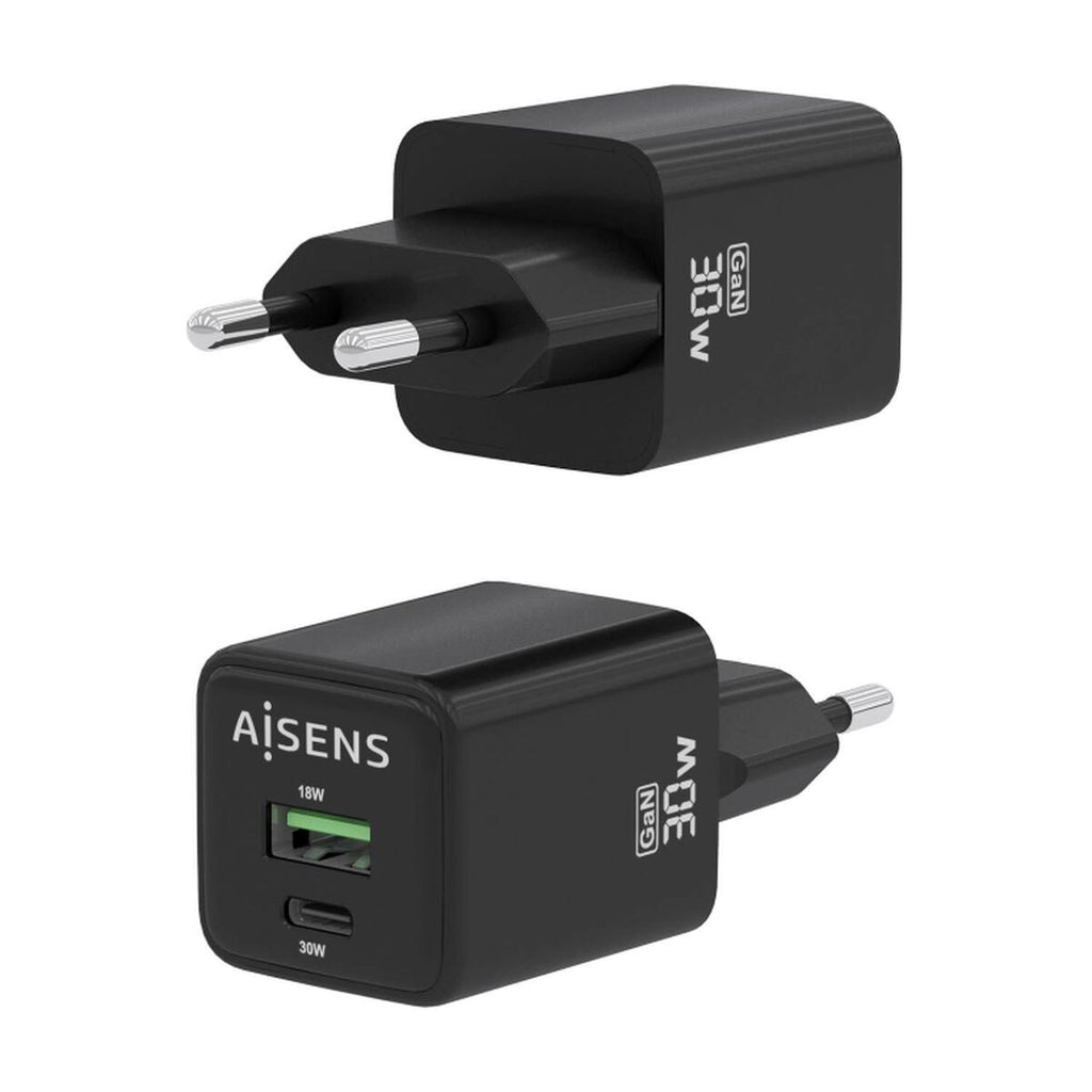 Wall Charger Aisens ASCH-30W2P038-BK Black Multicolour 33 W