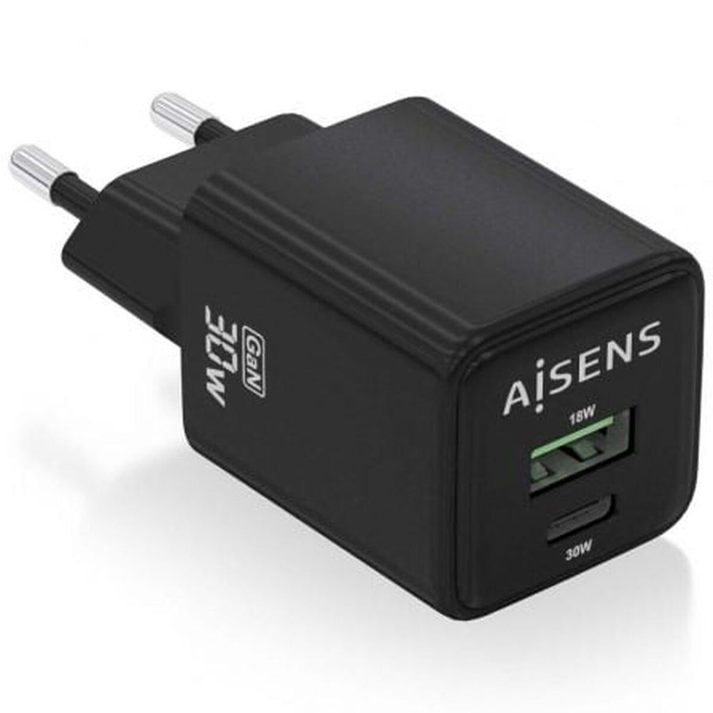 Wall Charger Aisens ASCH-30W2P038-BK Black Multicolour 33 W
