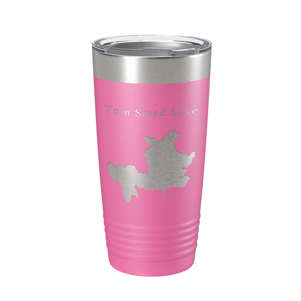 Tom Steed Lake Map Tumbler Travel Mug Insulated Laser Engraved Coffee Cup Oklahoma 20 oz