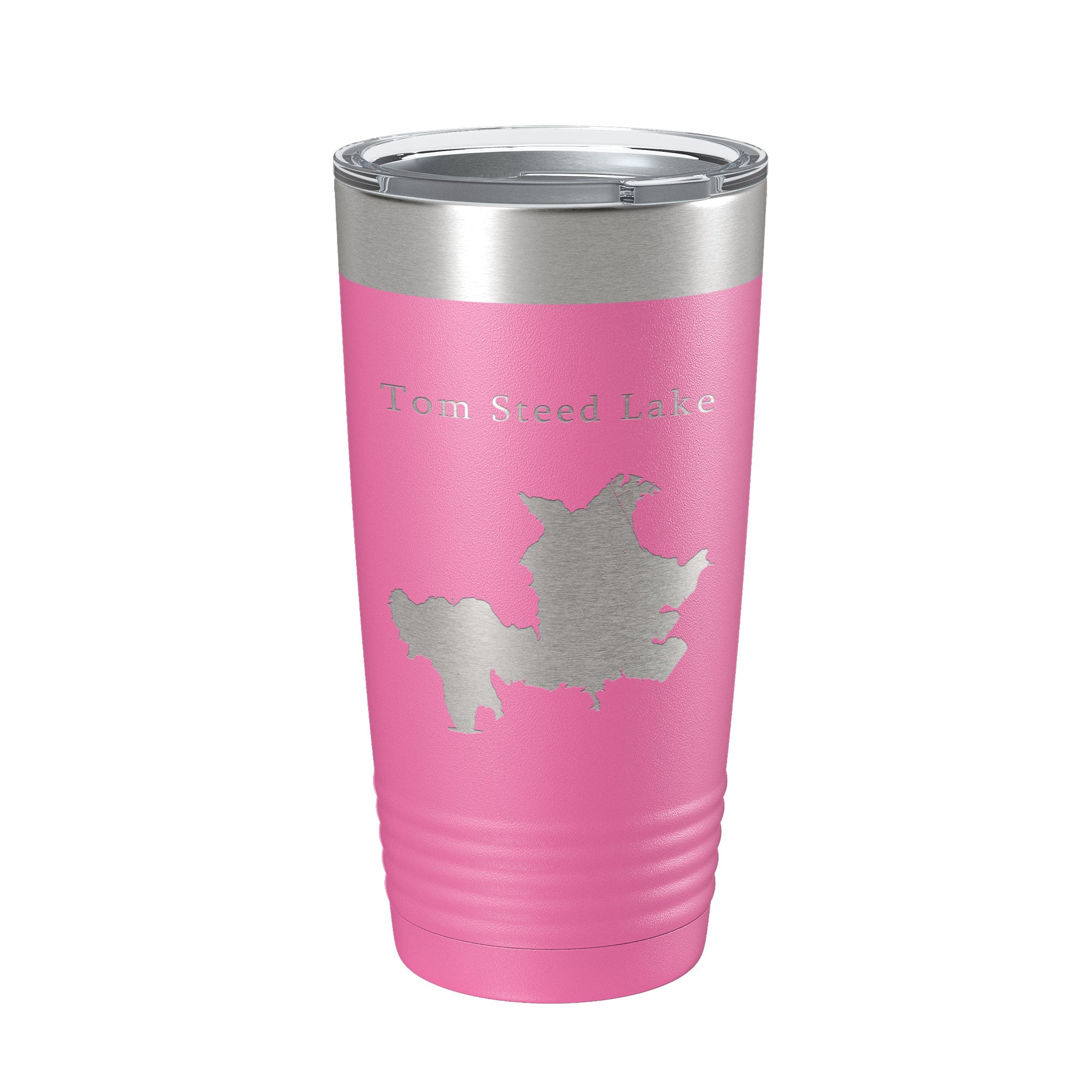 Tom Steed Lake Map Tumbler Travel Mug Insulated Laser Engraved Coffee Cup Oklahoma 20 oz
