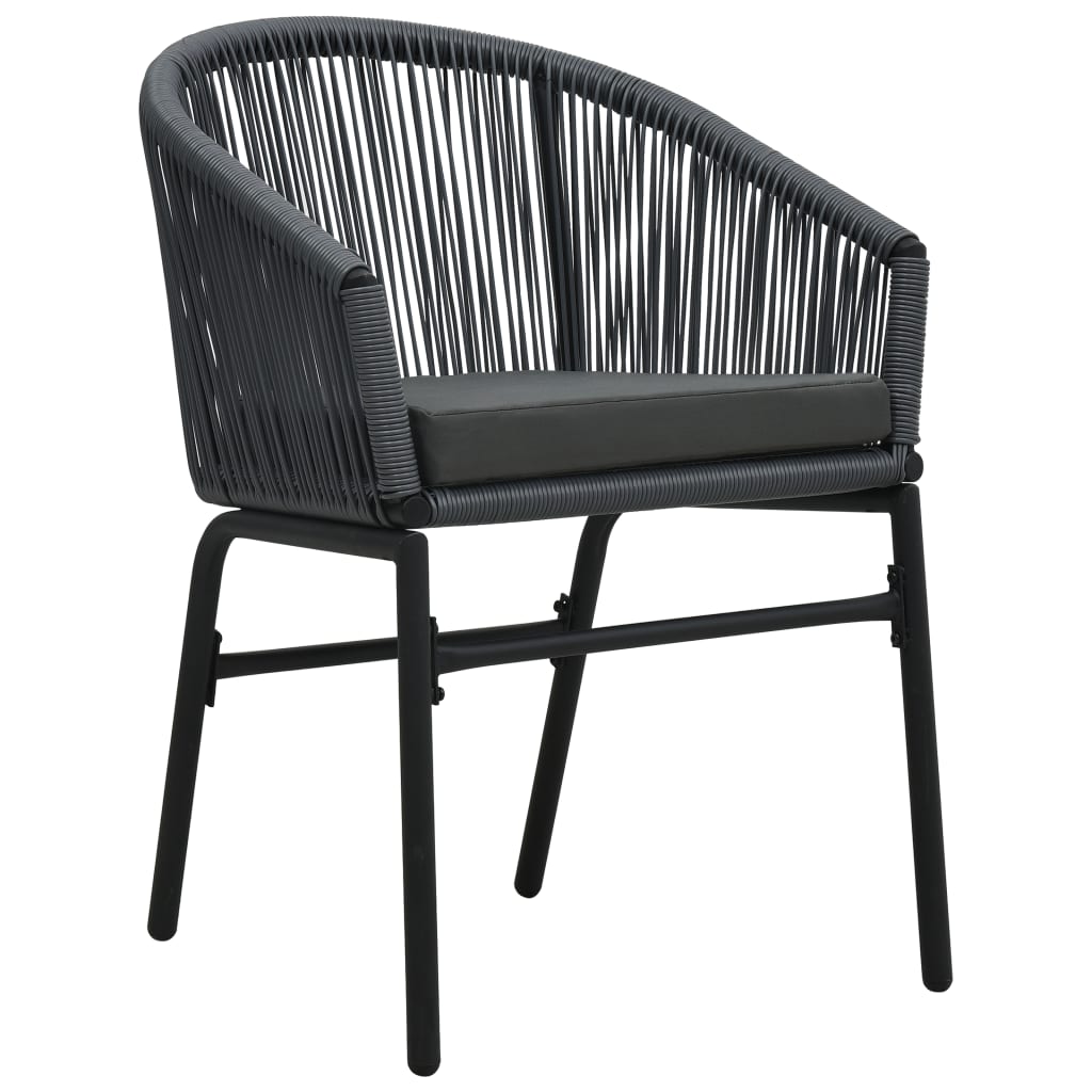 NNEVL 3 Piece Bistro Set with Cushions PVC Rattan Anthracite