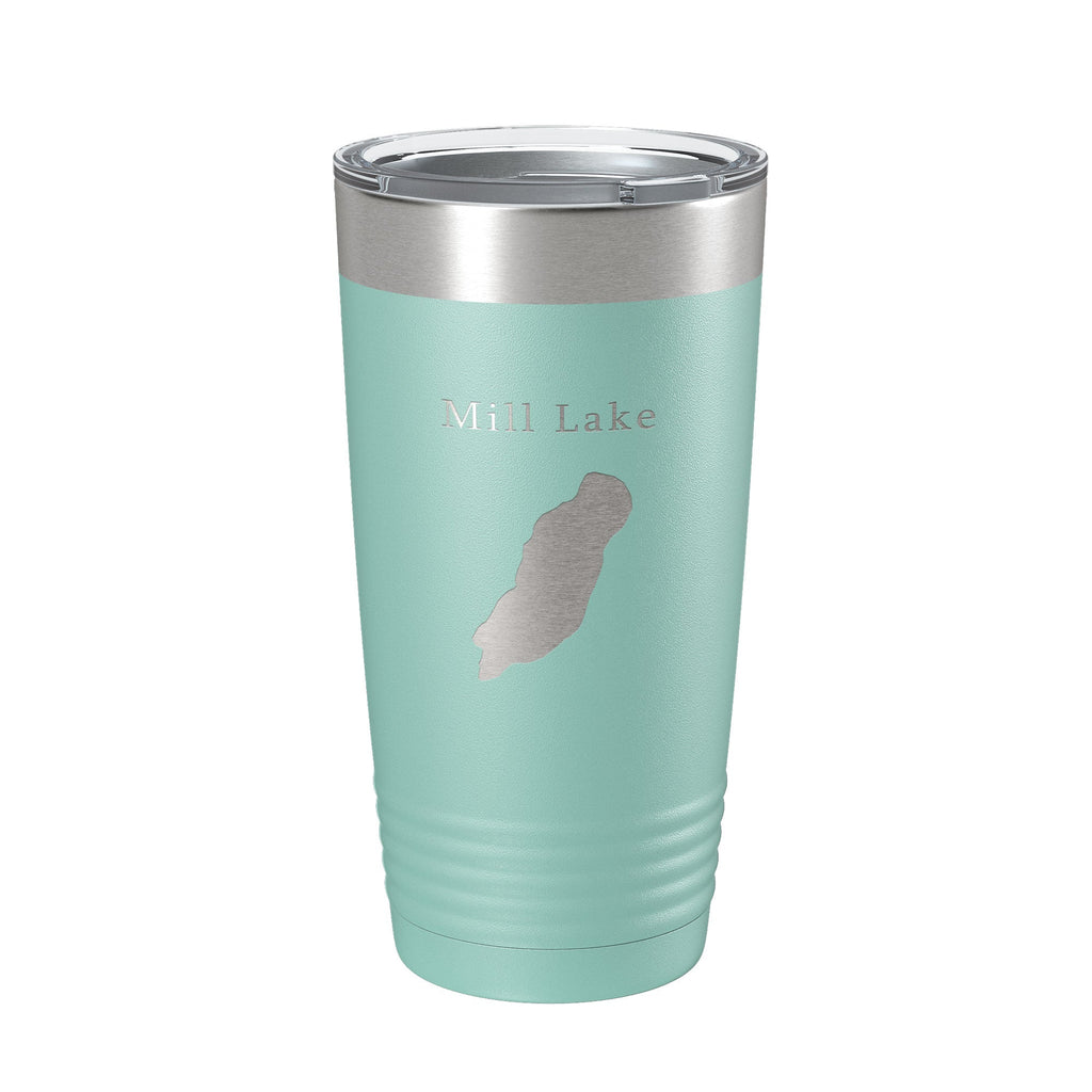 Mill Lake Map Tumbler Travel Mug Insulated Laser Engraved Coffee Cup Michigan 20 oz