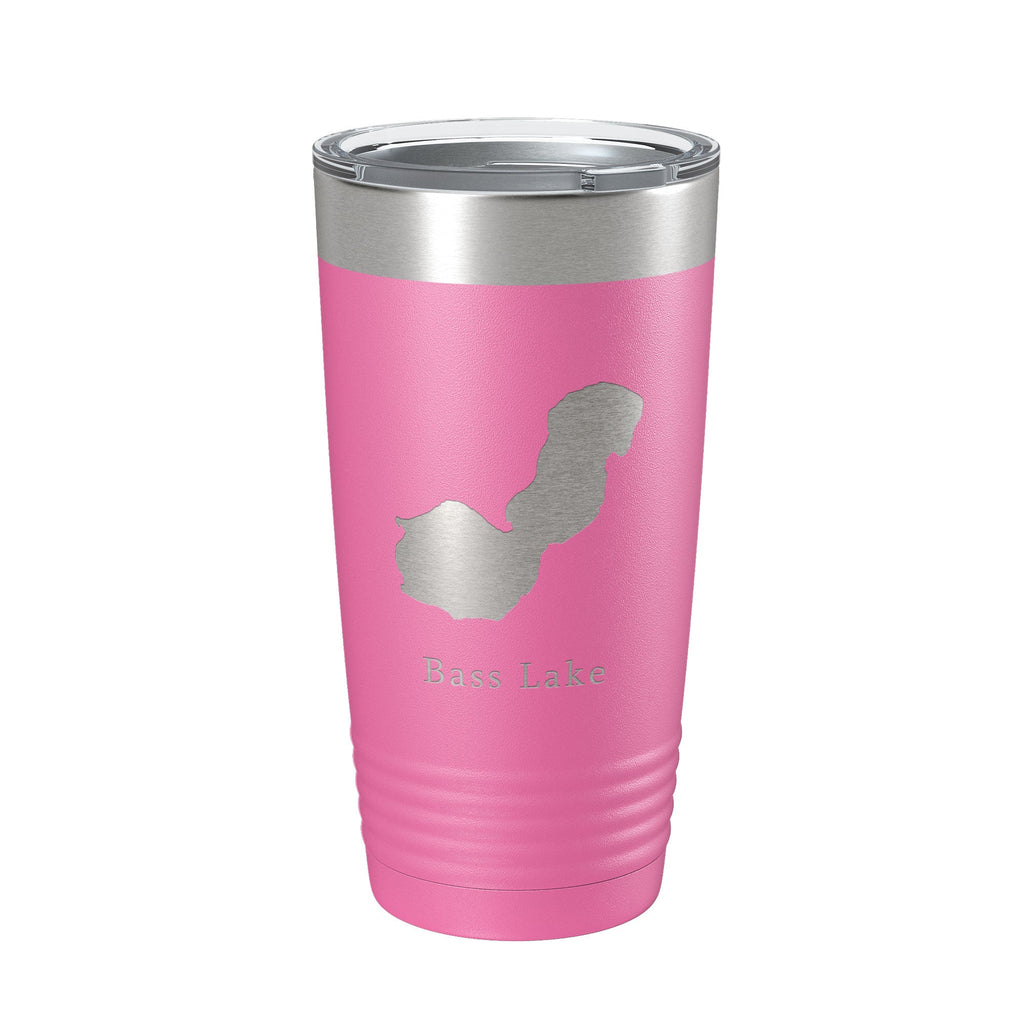 Bass Lake Map Tumbler Travel Mug Insulated Laser Engraved Coffee Cup Indiana 20 oz