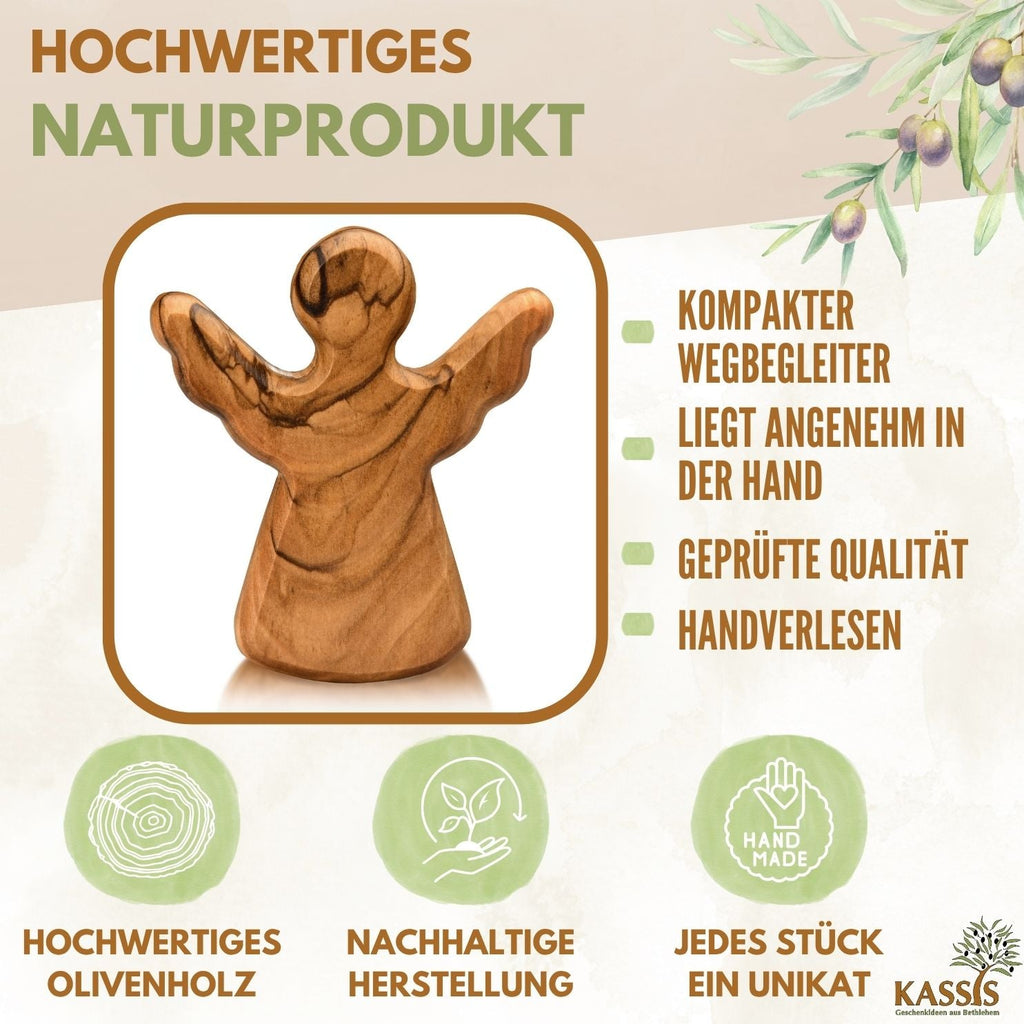 Guardian angel as a tactile object made of olive wood