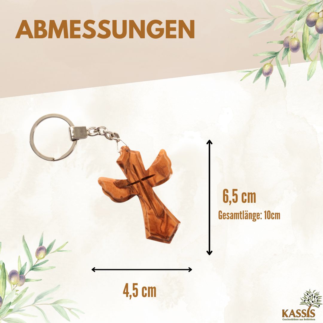 Angel-shaped cross keychain