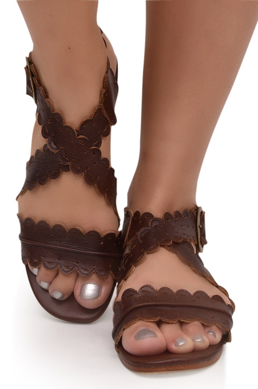 Mermaid Scalloped Leather Sandals