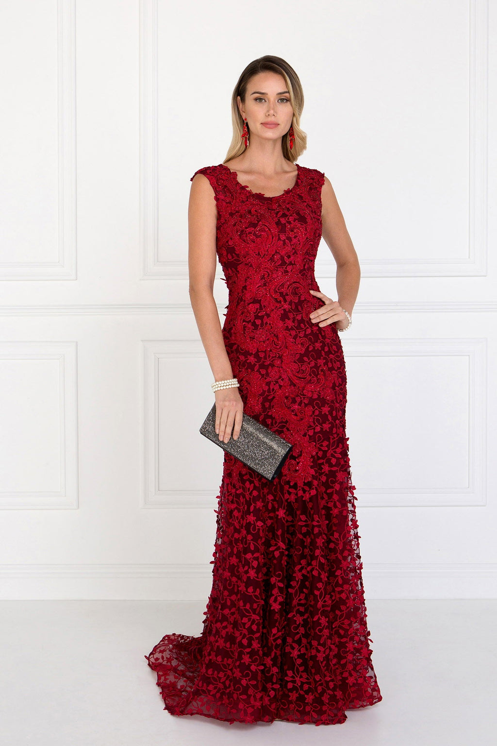 Tulle Mermaid Long Dress with Lace Applique
