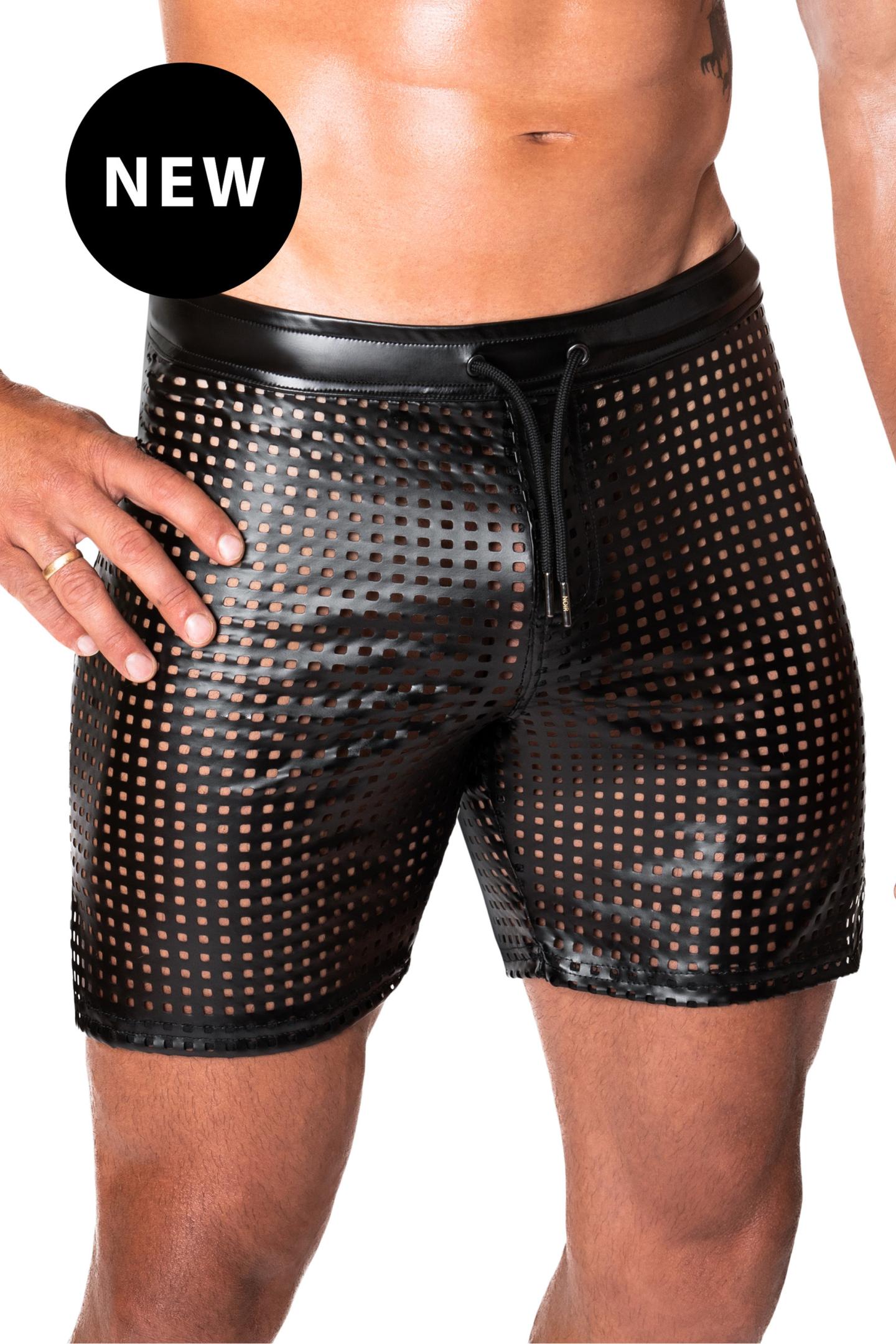 black wetlook Shorts H077 - 3XL