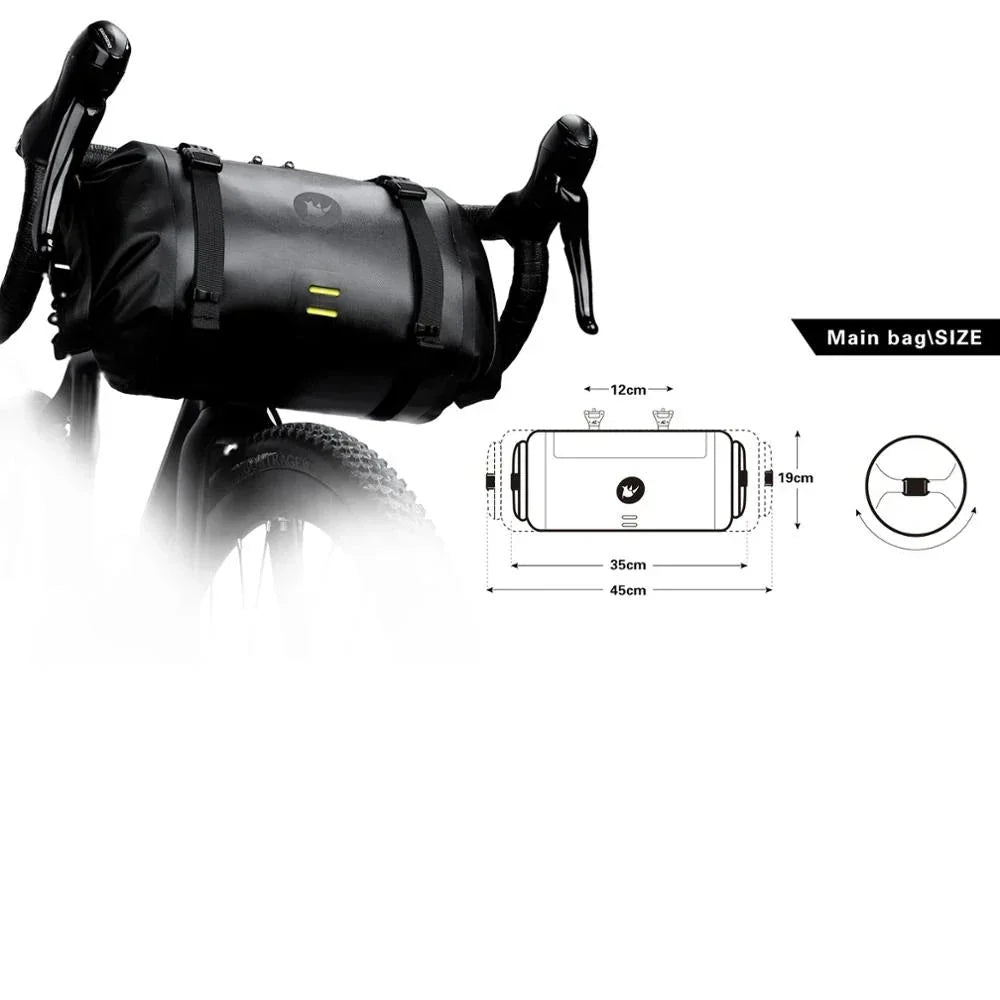 Waterproof Handlebar Bike Bag 8L Front Tube Trunk Pannier Black-4