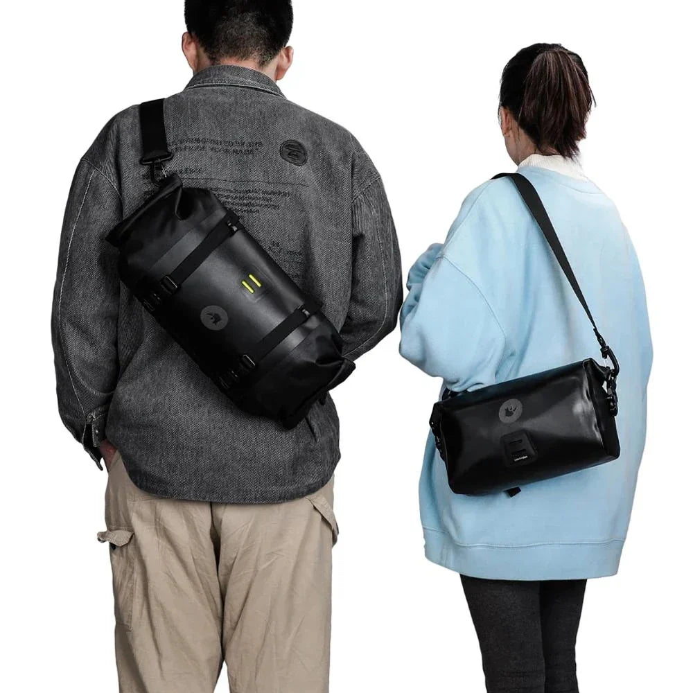 Waterproof Handlebar Bike Bag 8L Front Tube Trunk Pannier Black-3