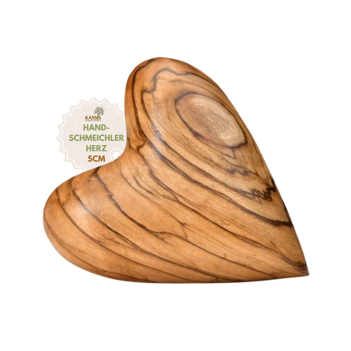 Heart-shaped gift, olive wood, palm stone, lucky charm