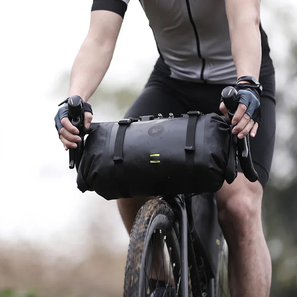 Waterproof Handlebar Bike Bag 8L Front Tube Trunk Pannier Black-2