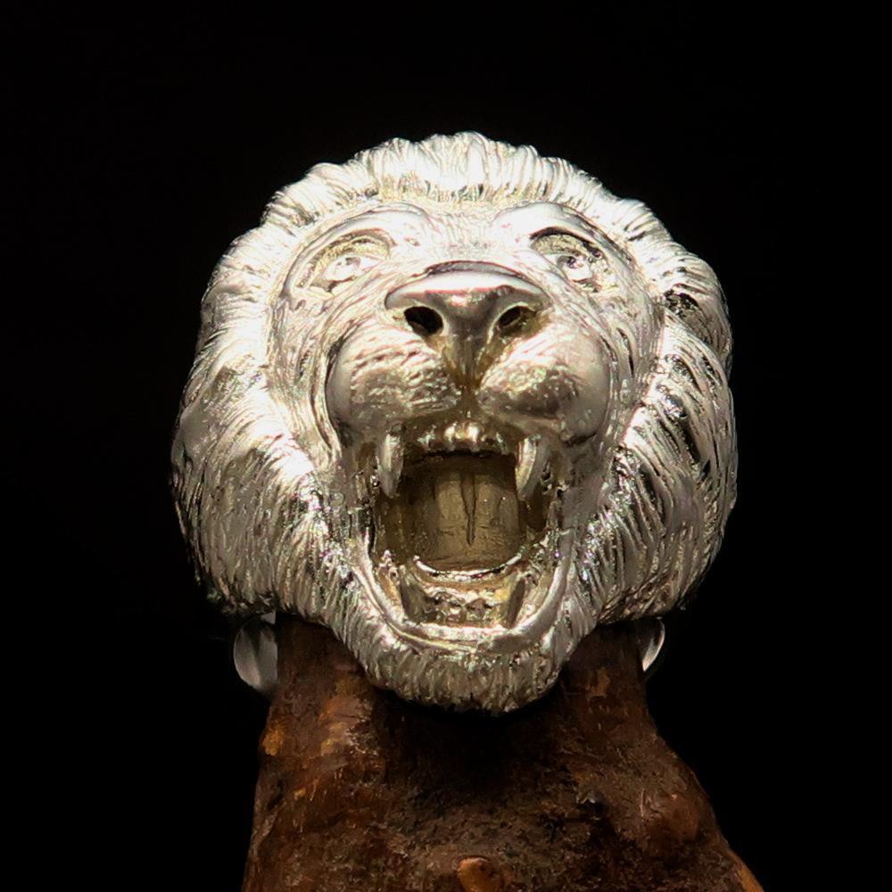 Excellent crafted Men's Animal Ring Male Lion Mirror Polished - Sterling Silver