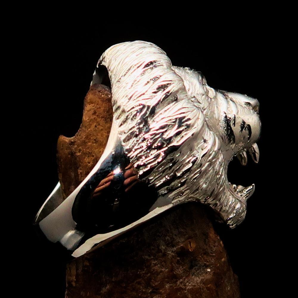 Excellent crafted Men's Animal Ring Male Lion Mirror Polished - Sterling Silver