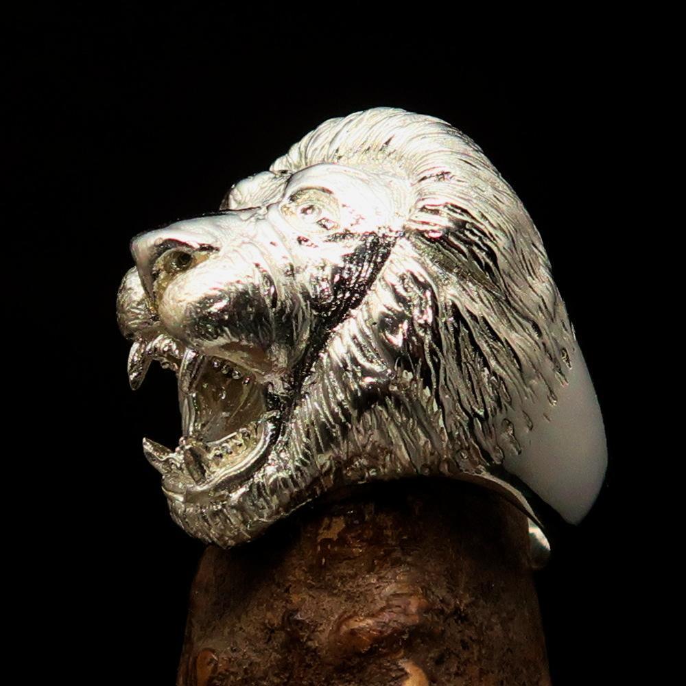 Excellent crafted Men's Animal Ring Male Lion Mirror Polished - Sterling Silver