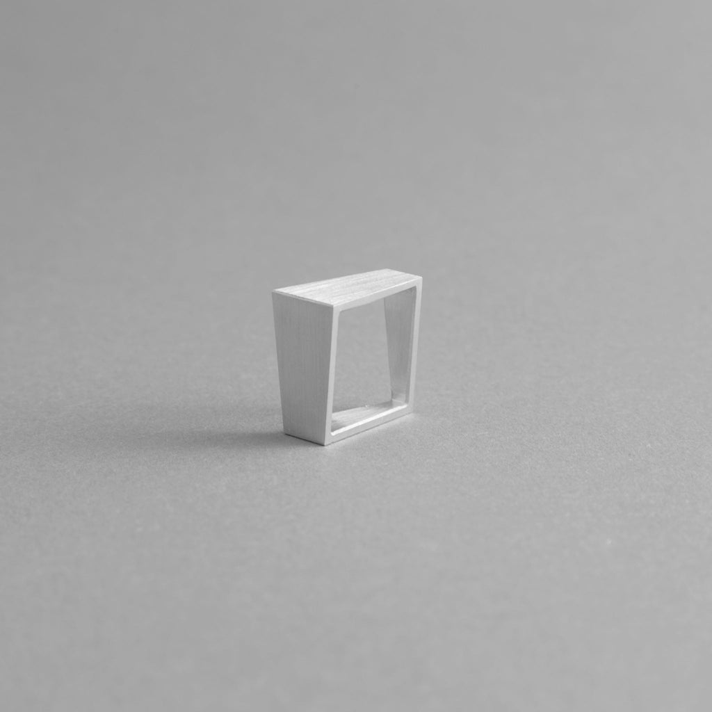 MK3 ASYMMETRIC RING in BLACK + ALUMINUM SQUARE RING | Minimalist Handcrafted Jewelry Set